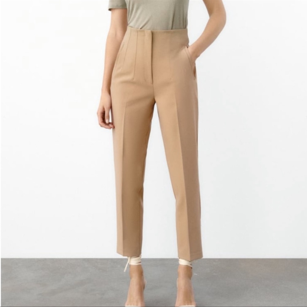 Zara High-Waisted Pants women’s Large in Taupe-Brown